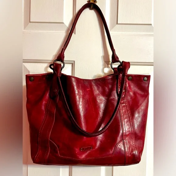 Frye Red Leather Tote Bag - Picture 3 of 12